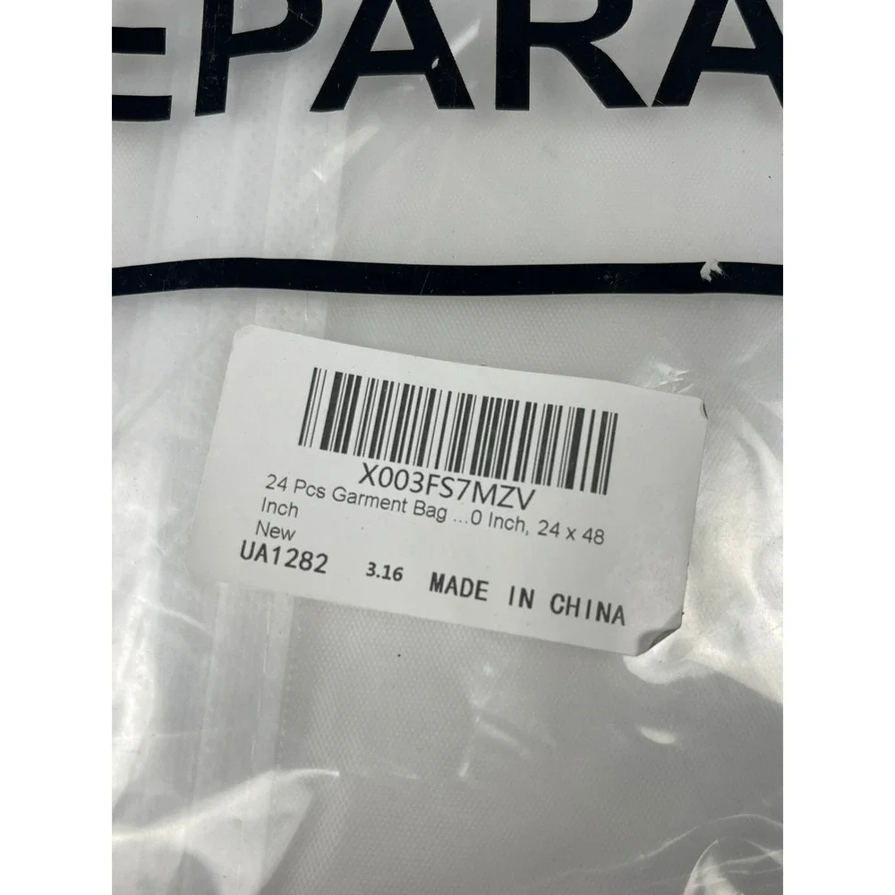 24 Pcs Clear Garment Bags 24x48‎ Inch Plastic Hanging Clothing Covers Set UA1282